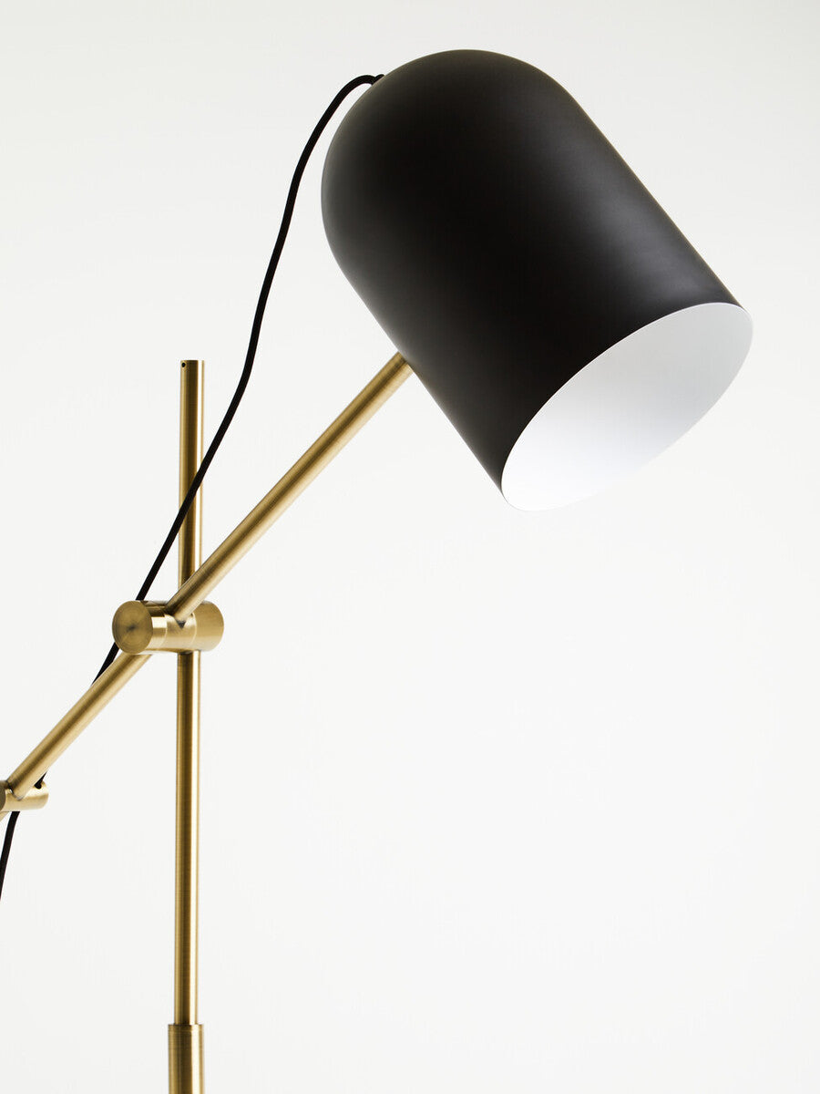 Equipoise Black & Brass Floor Lamp With Marble Base