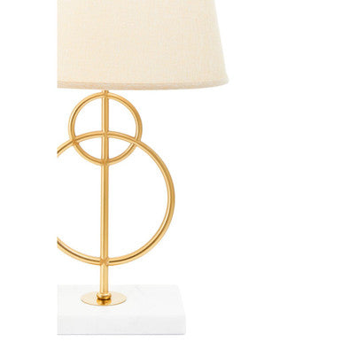 Zara White & Gold Circles Table Lamp