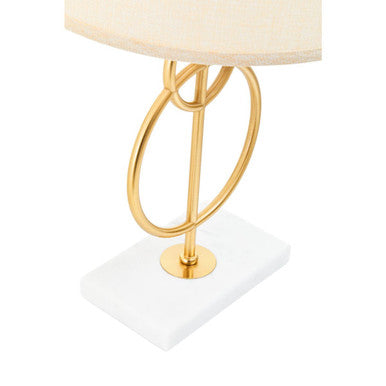 Zara White & Gold Circles Table Lamp