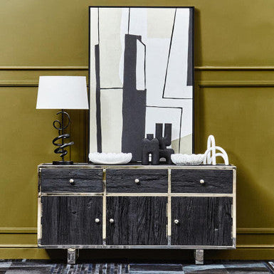 Zavi Matte Black Squiggle Table Lamp