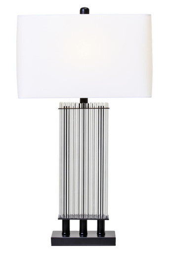 Elana Clear Glass Table Lamp With Matte Black Base
