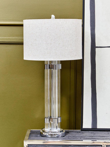 Eman Matte Silver & Ivory Table Lamp