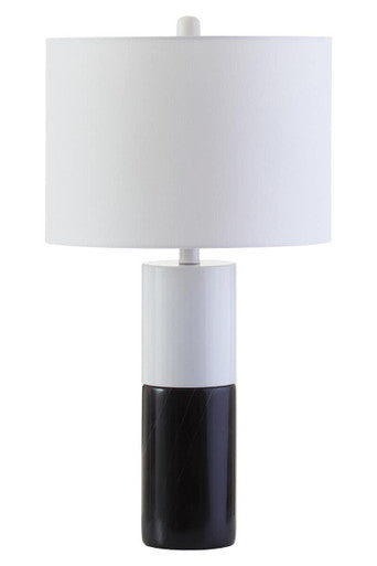 Eben Black & White Marble Table Lamp