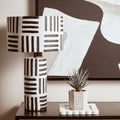Carta Black & White Papier Mache Table Lamp With Geometric Lines