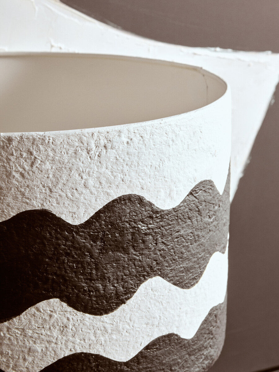 Carta Black & White Curved Stripe Papier Mache Table Lamp