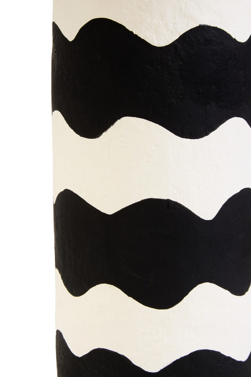 Carta Black & White Curved Stripe Papier Mache Table Lamp