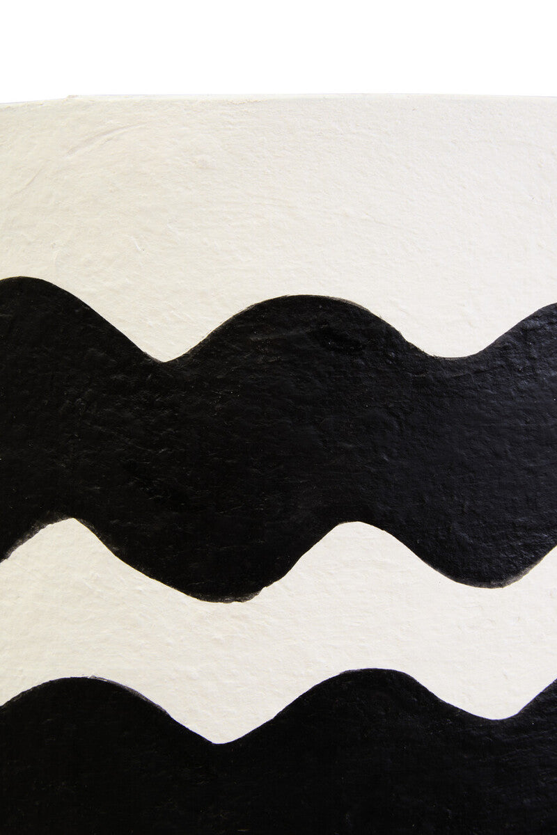 Carta Black & White Curved Stripe Papier Mache Table Lamp