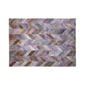 Bosie Safira Large Grey Hair On Leather Chevron Patchwork Rug