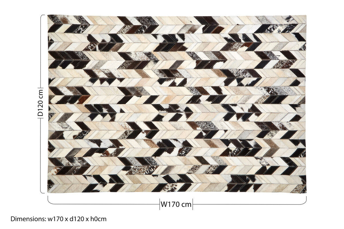 Bosie Safira Small Hair On Leather Chevron Patchwork Rug