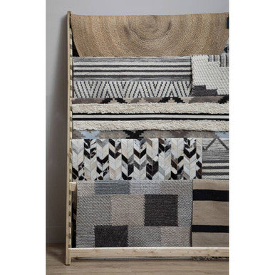 Bosie Safira Small Hair On Leather Chevron Patchwork Rug