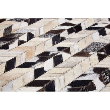 Bosie Safira Small Hair On Leather Chevron Patchwork Rug