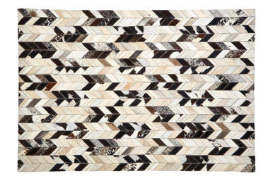 Bosie Safira Large Hair On Leather Chevron Patchwork Rug