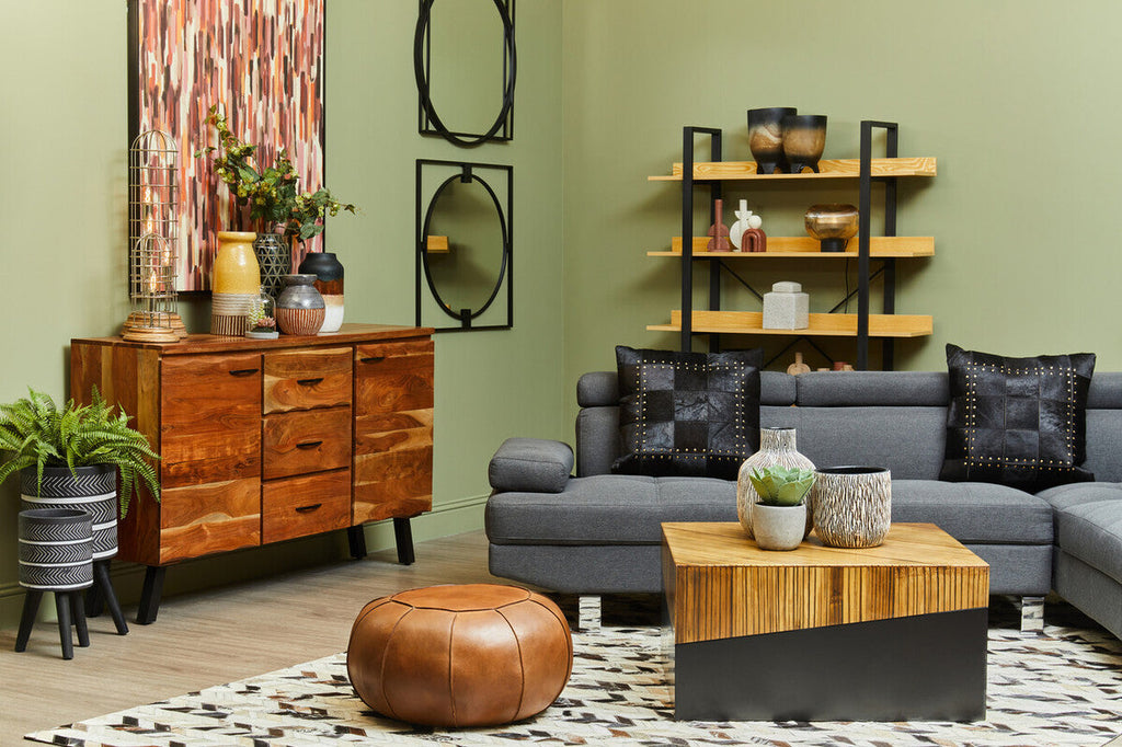 Bosie Safira Large Hair On Leather Chevron Patchwork Rug