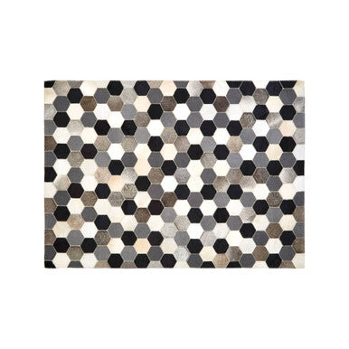 Bosie Safira Small Hair On Leather Hexagon Patchwork Rug