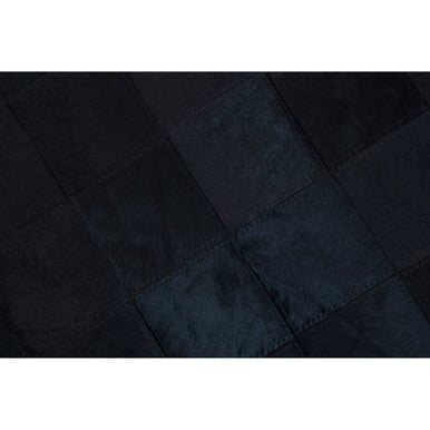 Bosie Safira Small Black Hair On Leather Patchwork Rug With Gold Studs