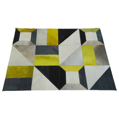 Bosie Safira Small Abstract Hair On Leather Patchwork Rug