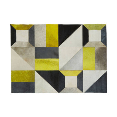 Bosie Safira Small Abstract Hair On Leather Patchwork Rug