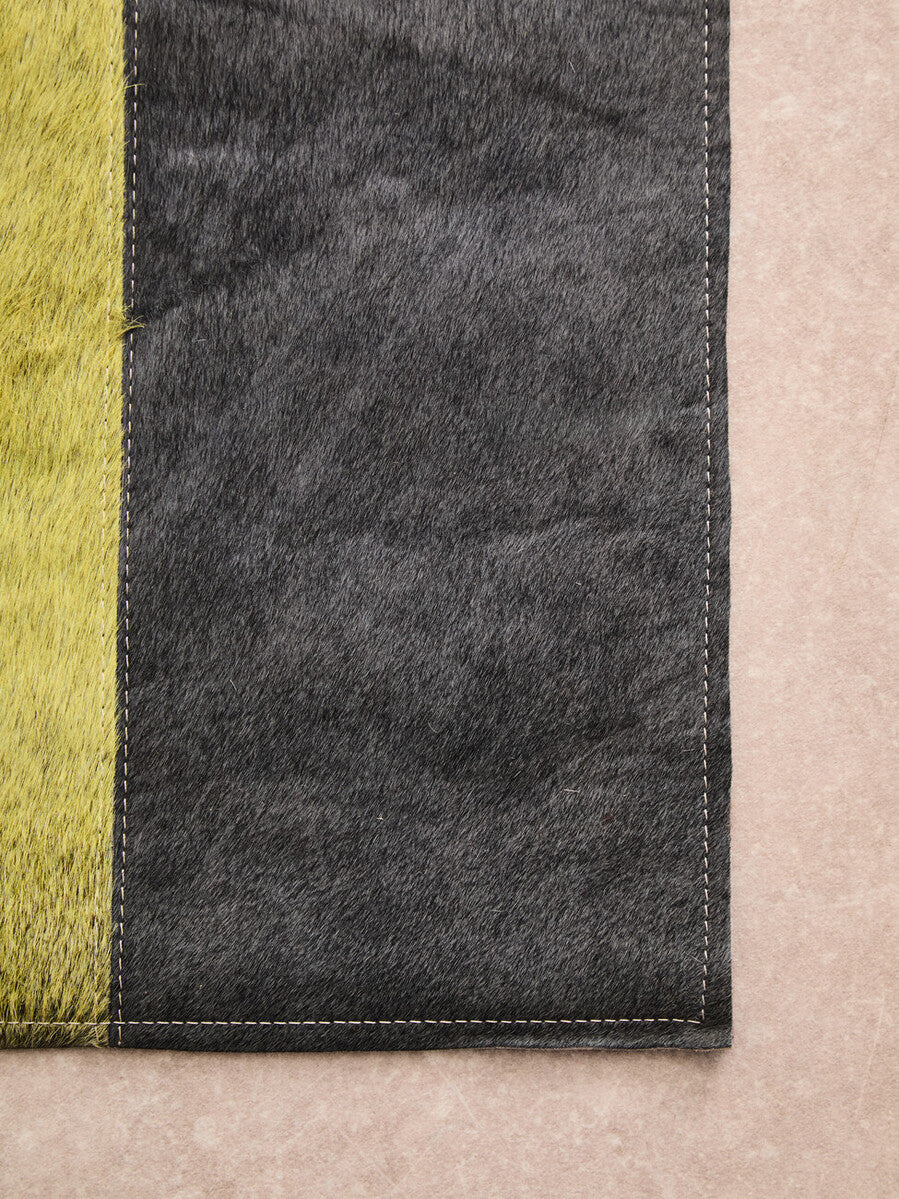 Bosie Safira Small Abstract Hair On Leather Patchwork Rug