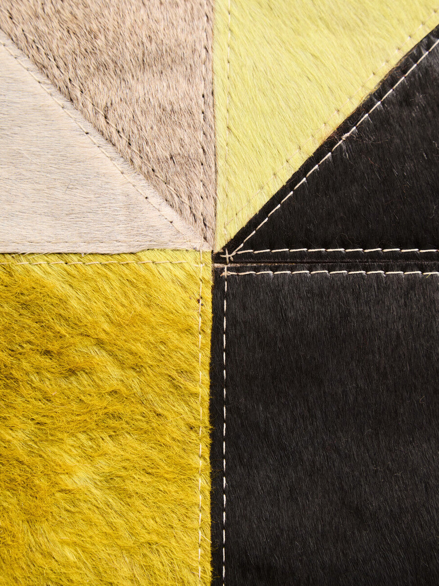 Bosie Safira Small Abstract Hair On Leather Patchwork Rug