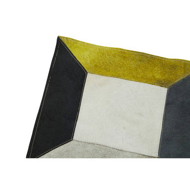 Bosie Safira Small Abstract Hair On Leather Patchwork Rug