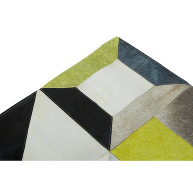 Bosie Safira Small Abstract Hair On Leather Patchwork Rug