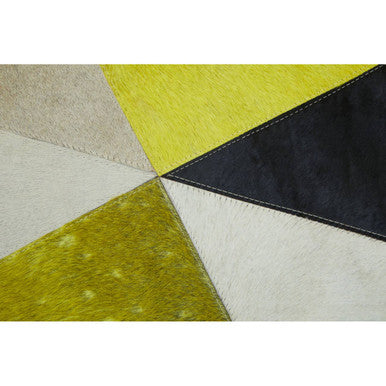 Bosie Safira Small Abstract Hair On Leather Patchwork Rug