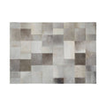 Bosie Safira Small Grey Hair On Leather Patchwork Rug