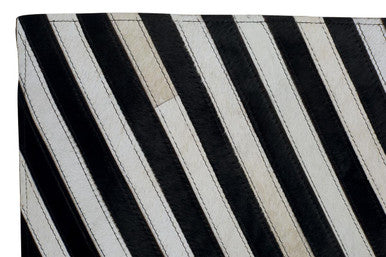 Bosie Safira Small Black & White Hair On Leather Rug
