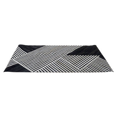 Bosie Safira Large Black & White Hair On Leather Rug
