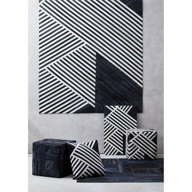 Bosie Safira Large Black & White Hair On Leather Rug