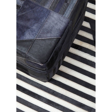 Bosie Safira Large Black & White Hair On Leather Rug