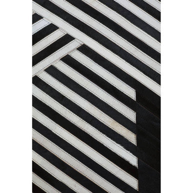 Bosie Safira Large Black & White Hair On Leather Rug