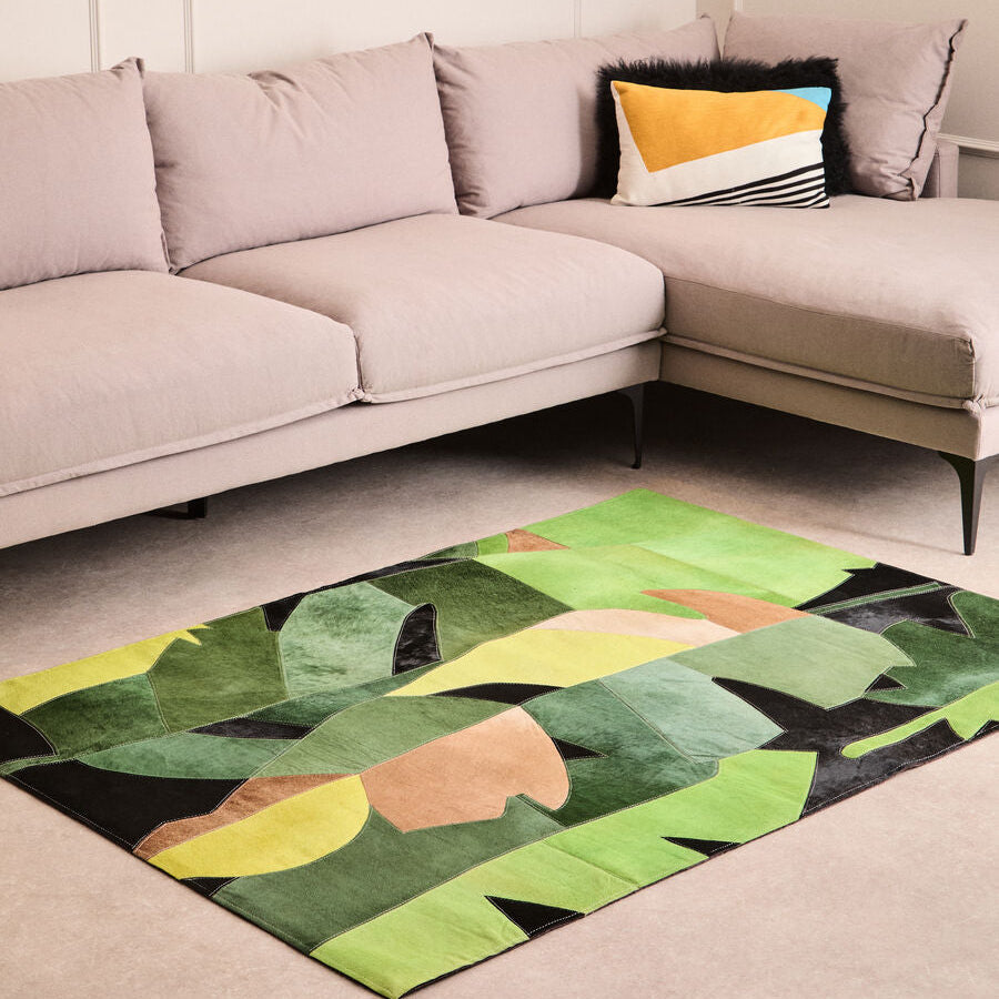 Bosie Safira Small Botanical Hair On Leather Rug