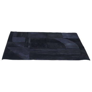 Bosie Safira Small Black & Grey Deco Hair On Leather Rug