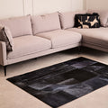 Bosie Safira Small Black & Grey Deco Hair On Leather Rug
