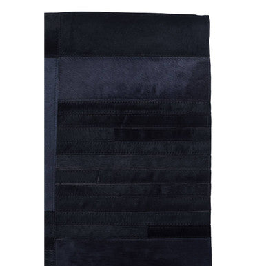 Bosie Safira Small Black & Grey Deco Hair On Leather Rug