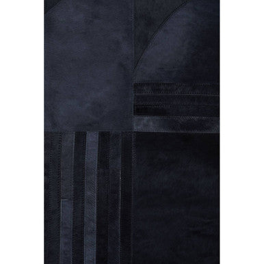 Bosie Safira Small Black & Grey Deco Hair On Leather Rug