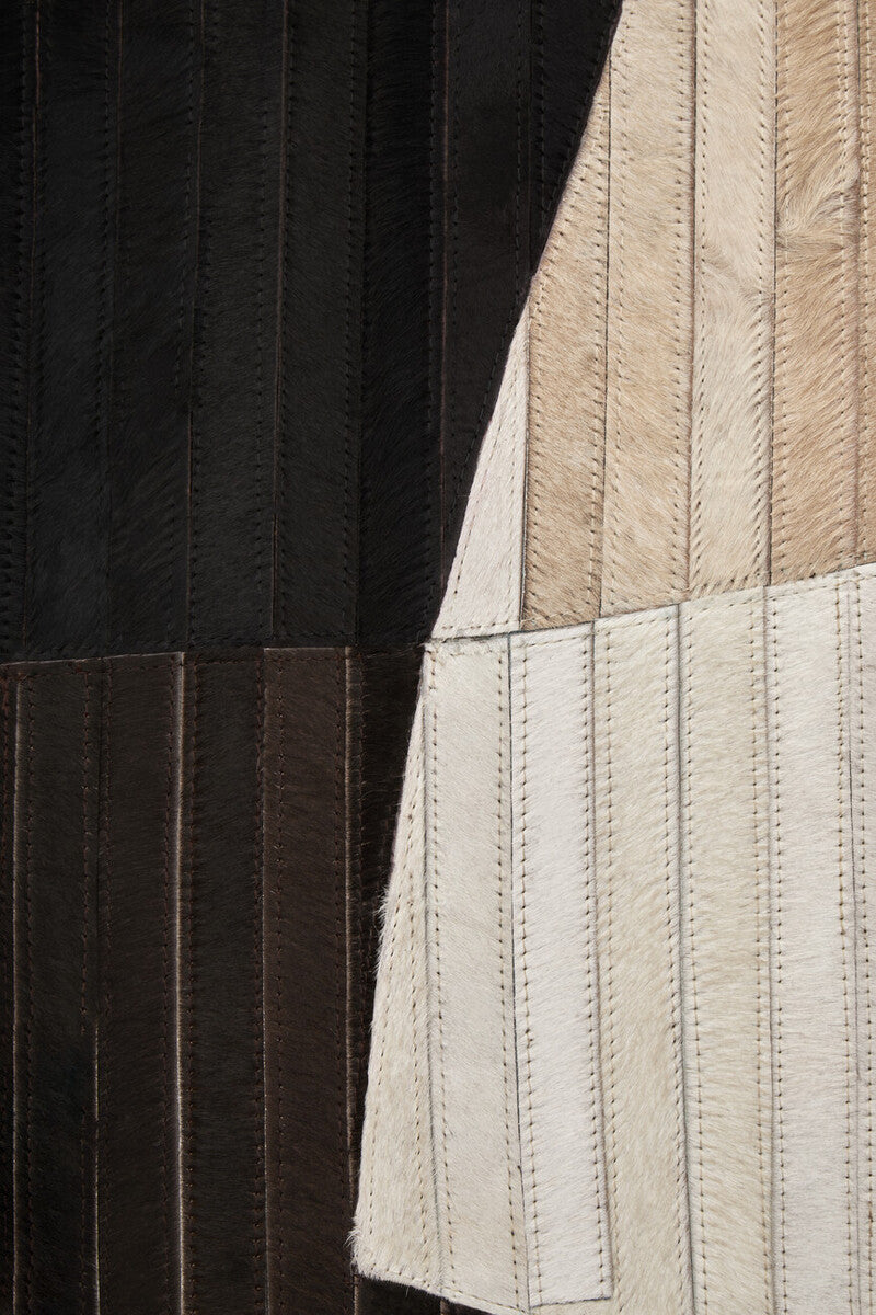 Bosie Safira Large Abstract Hair On Leather Rug