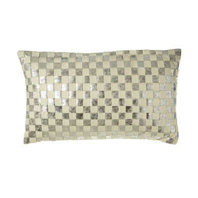 Bosie Kensington Townhouse Rectangular Ivory & Silver Check Cushion