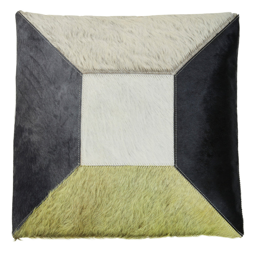 Bosie Safira Geometric Hair On Leather Patchwork Cushion
