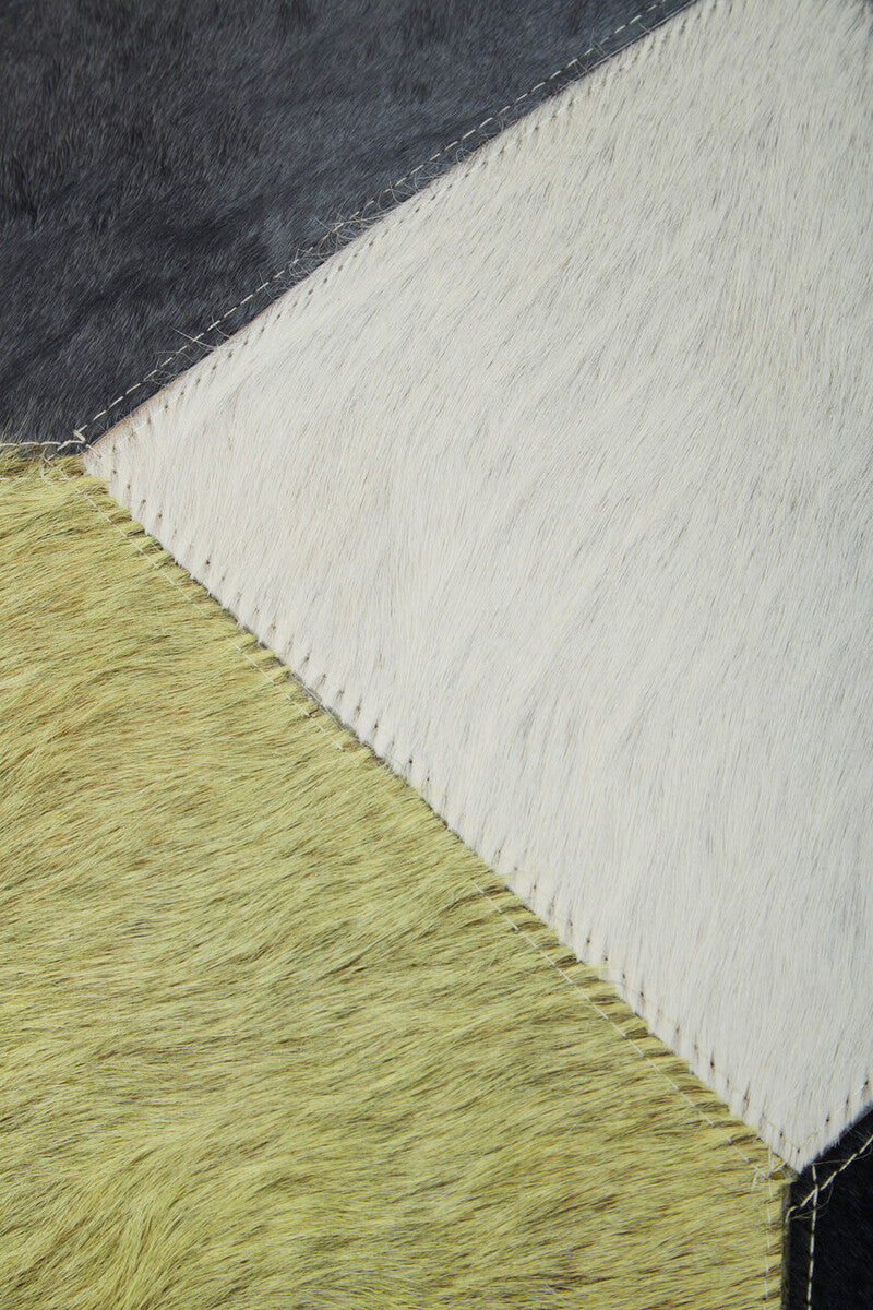 Bosie Safira Geometric Hair On Leather Patchwork Cushion