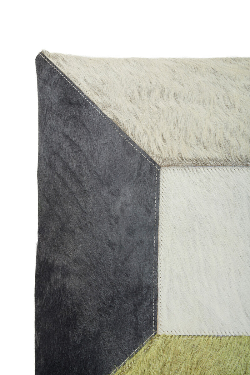 Bosie Safira Geometric Hair On Leather Patchwork Cushion
