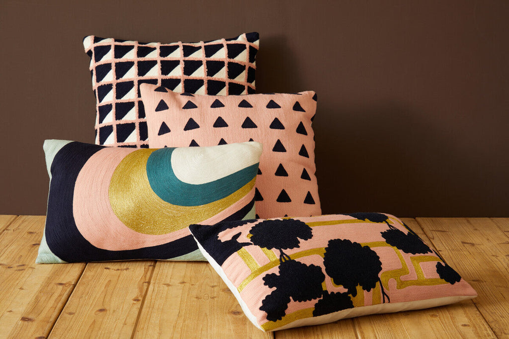 Bosie Ozella Curved Stripes Embroidered Cushion