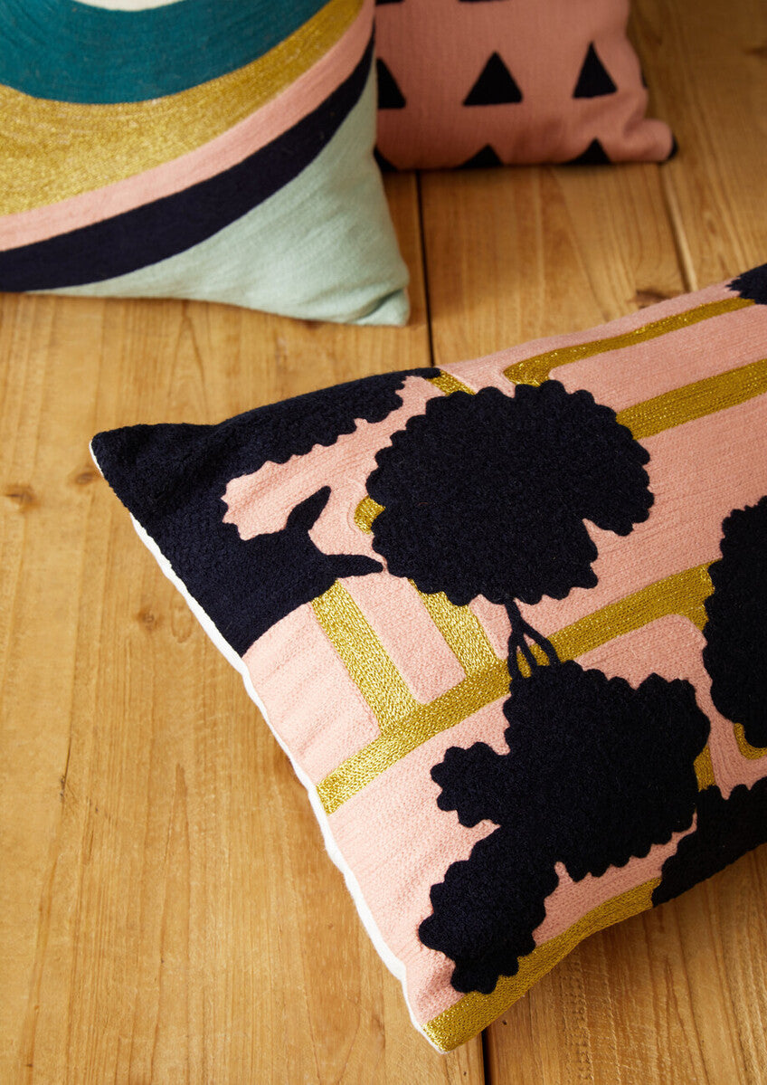Bosie Ozella Curved Stripes Embroidered Cushion