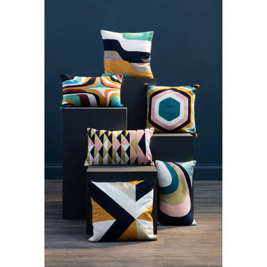 Bosie Ozella Wavy Stripes Embroidered Cushion