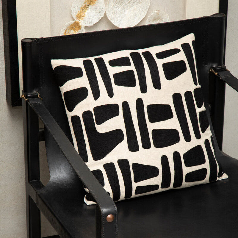 Bosie Ozella Natural & Black Square Cushion