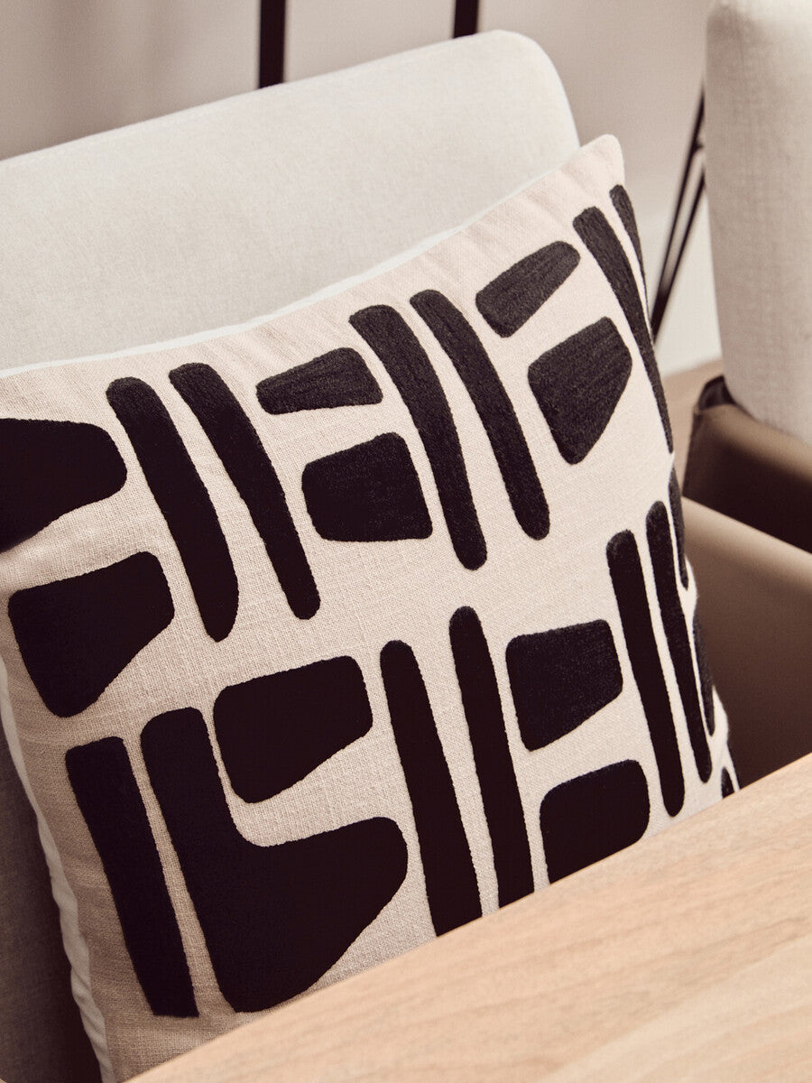 Bosie Ozella Natural & Black Square Cushion