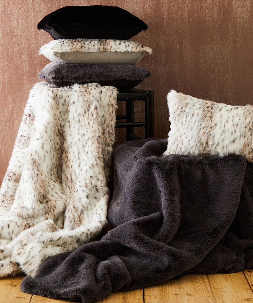 Bosie Lamina Black Square Fur Cushion