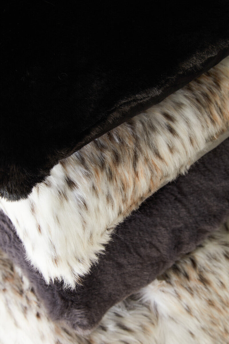 Bosie Lamina Black Square Fur Cushion