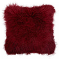 Bosie Real Mongolian Fur Maroon Square Cushion